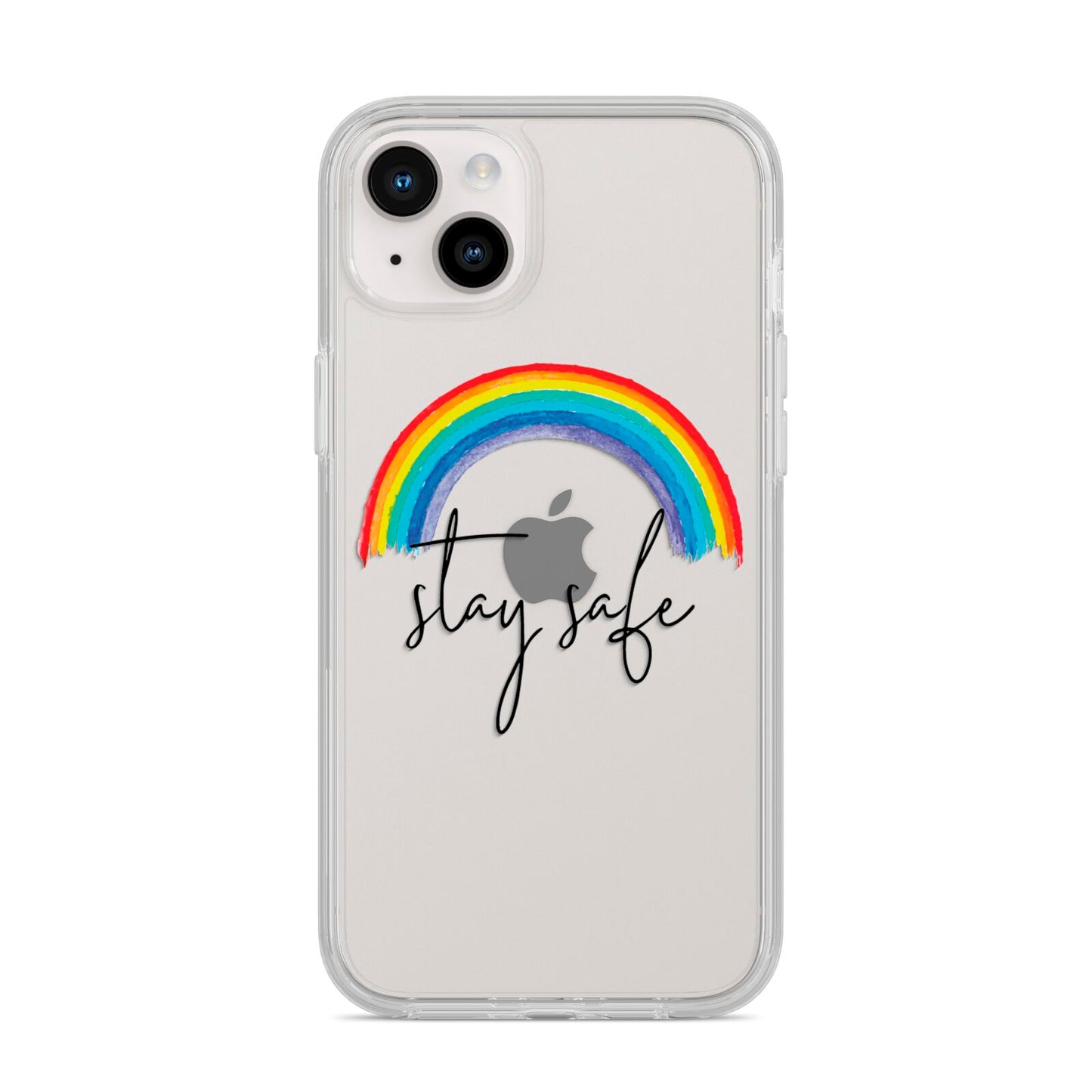 Stay Safe Rainbow iPhone 14 Plus Clear Tough Case Starlight