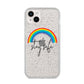 Stay Safe Rainbow iPhone 14 Plus Glitter Tough Case Starlight