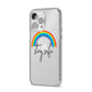 Stay Safe Rainbow iPhone 14 Pro Max Clear Tough Case Silver Angled Image