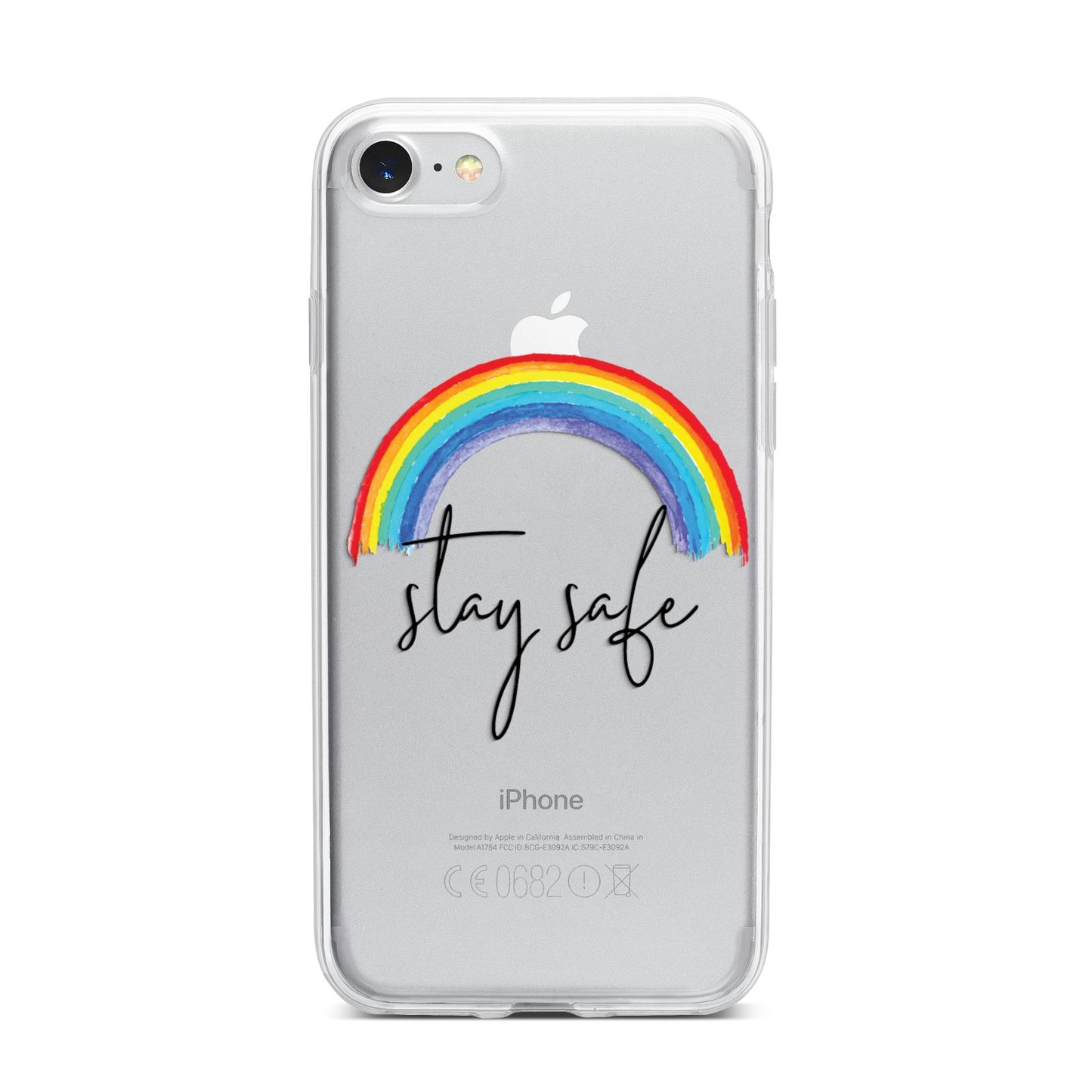 Stay Safe Rainbow iPhone 7 Bumper Case on Silver iPhone