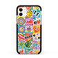 Sticker Grid Apple iPhone 11 in White with Black Impact Case