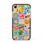 Sticker Grid Apple iPhone XR Impact Case Black Edge on Silver Phone