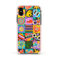 Sticker Grid Apple iPhone Xs Impact Case Pink Edge on Black Phone