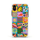 Sticker Grid Apple iPhone Xs Impact Case White Edge on Black Phone