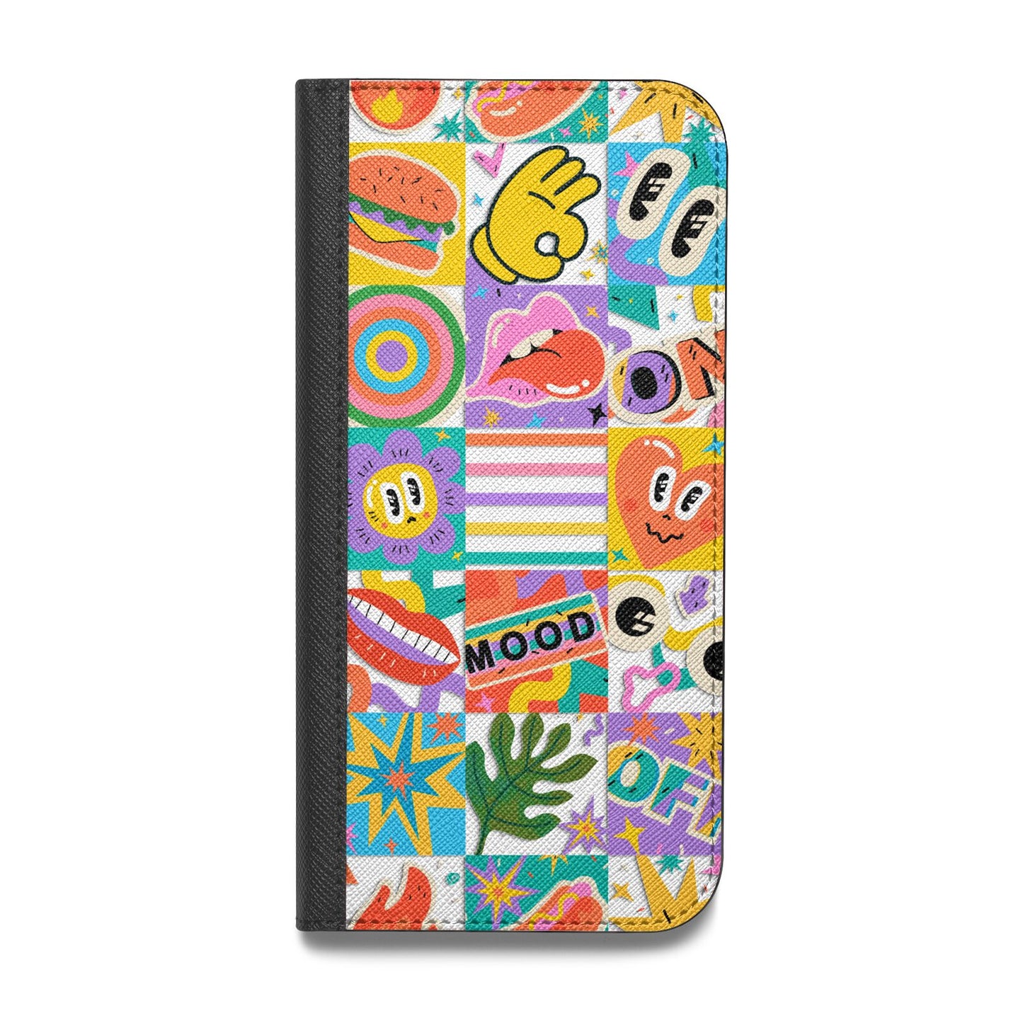 Sticker Grid Vegan Leather Flip Samsung Case