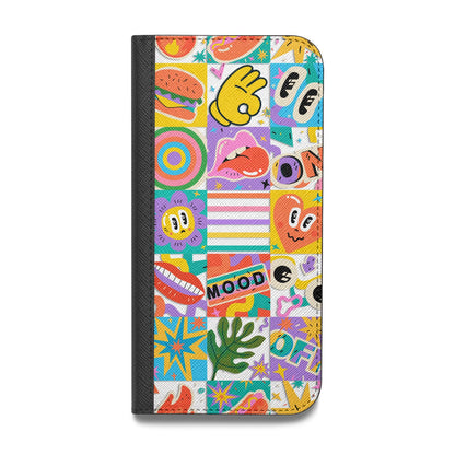 Sticker Grid Vegan Leather Flip Samsung Case