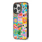 Sticker Grid iPhone 13 Pro Black Impact Case Side Angle on Silver phone