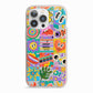 Sticker Grid iPhone 13 Pro TPU Impact Case with Pink Edges