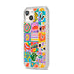 Sticker Grid iPhone 14 Clear Tough Case Starlight Angled Image