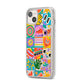 Sticker Grid iPhone 14 Plus Clear Tough Case Starlight Angled Image
