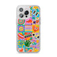 Sticker Grid iPhone 14 Pro Max Glitter Tough Case Silver