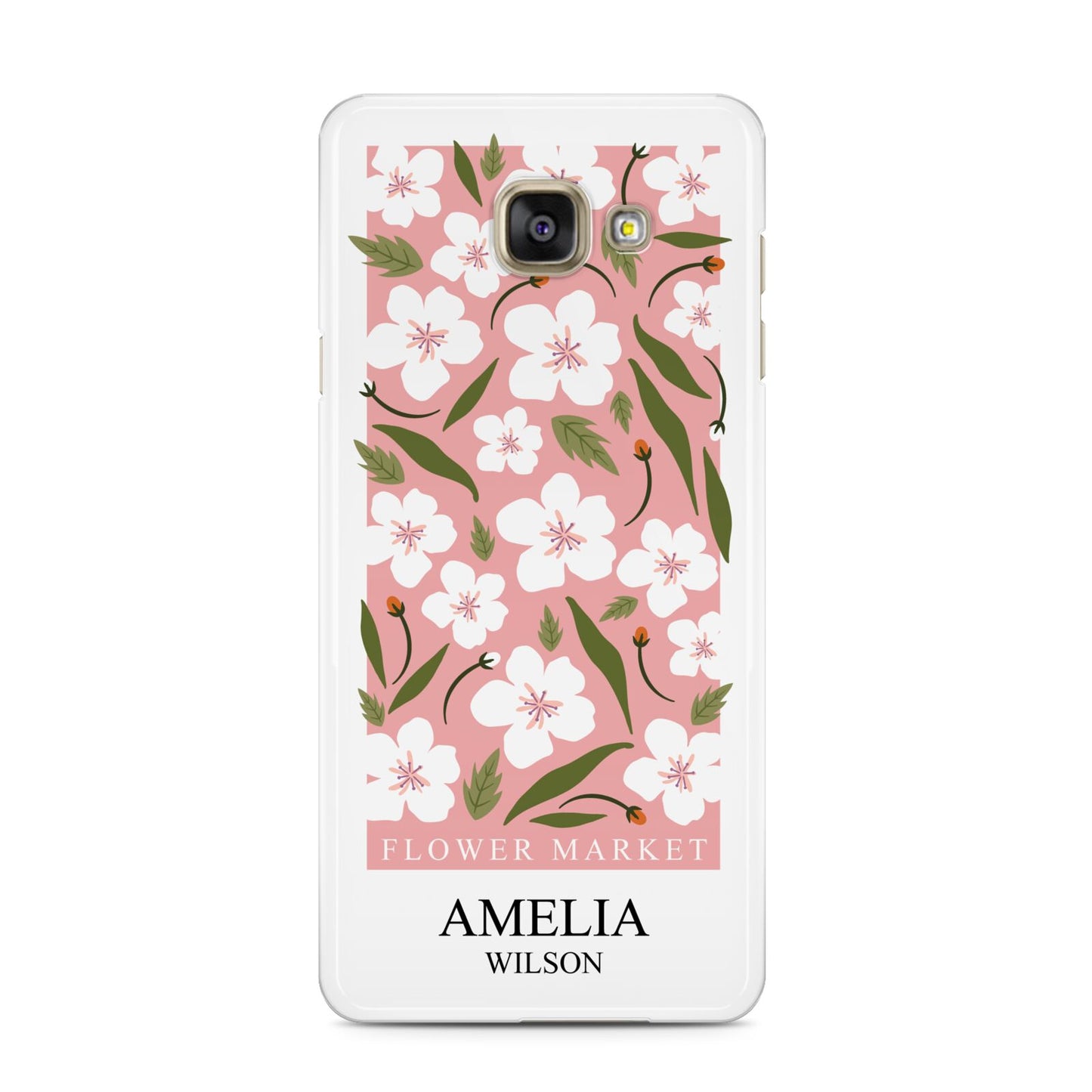 Stockholm Flower Market Poster Samsung Galaxy A3 2016 Case on gold phone