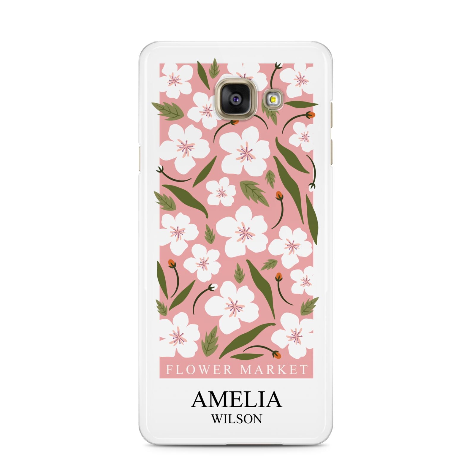 Stockholm Flower Market Poster Samsung Galaxy A3 2016 Case on gold phone