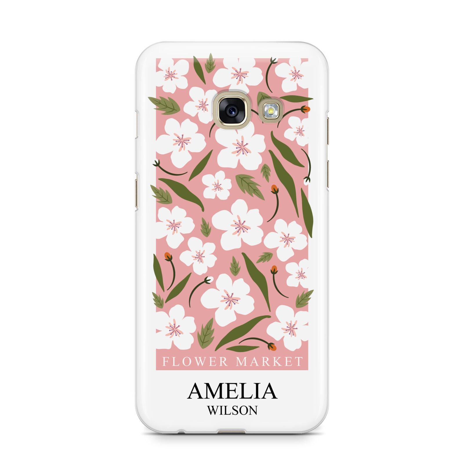 Stockholm Flower Market Poster Samsung Galaxy A3 2017 Case on gold phone