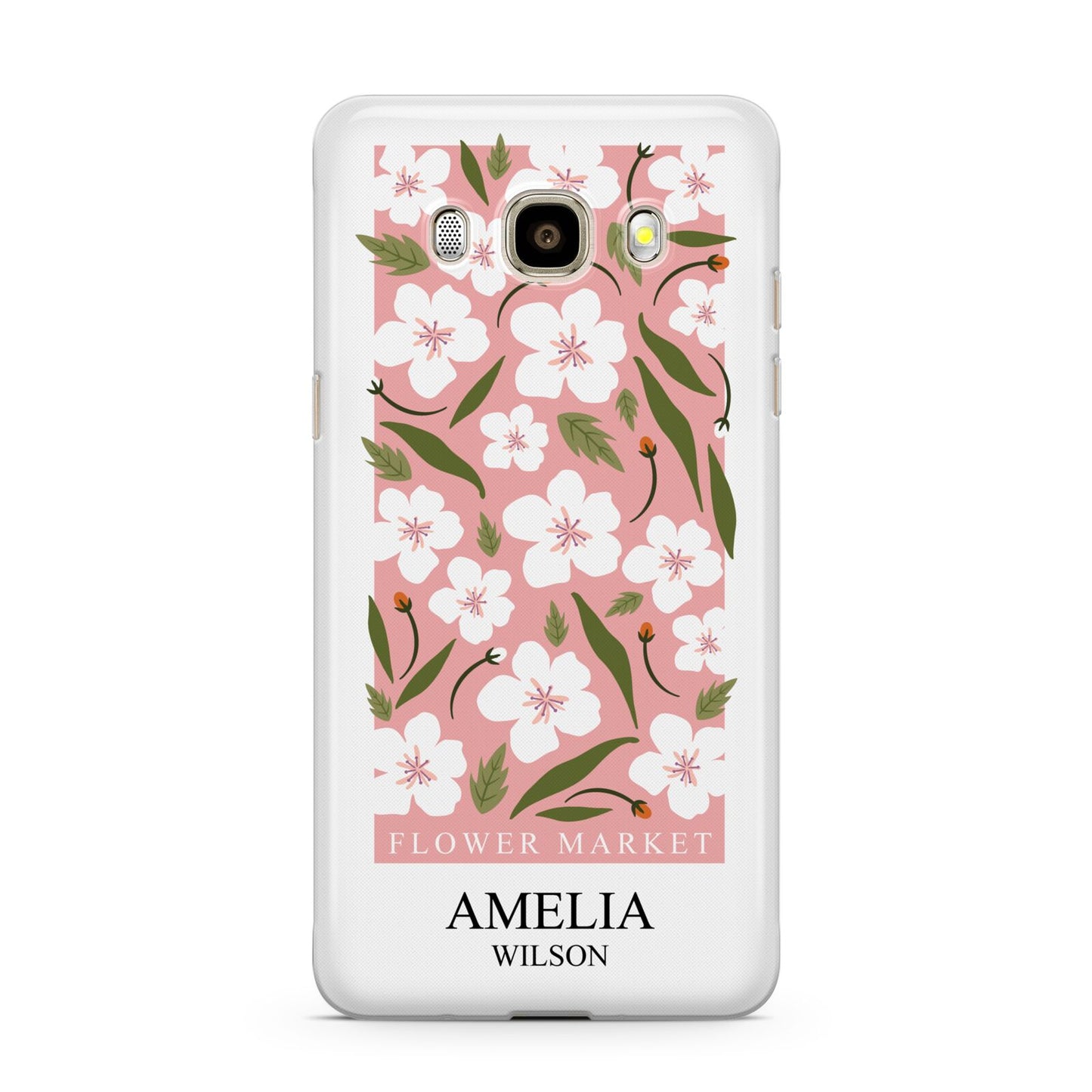 Stockholm Flower Market Poster Samsung Galaxy J7 2016 Case on gold phone