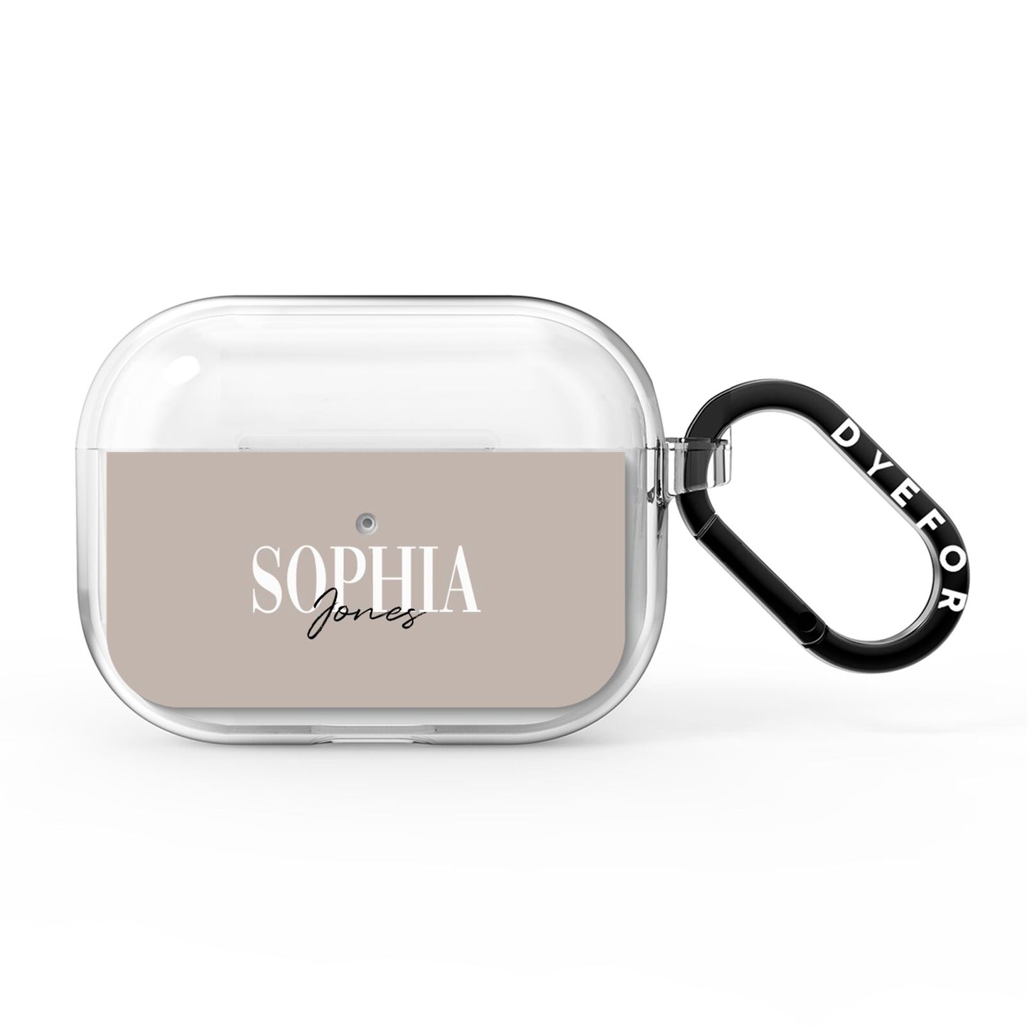Stone Colour with Personalised Name AirPods Pro Clear Case