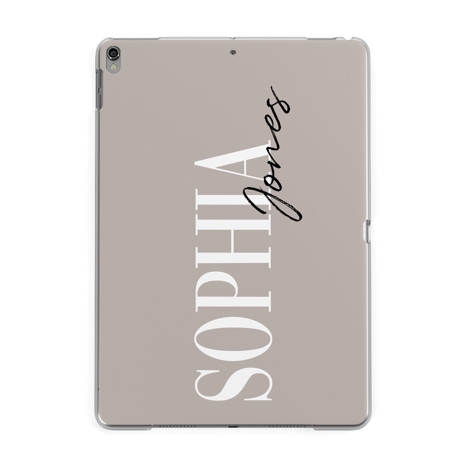Stone Colour with Personalised Name Apple iPad Grey Case