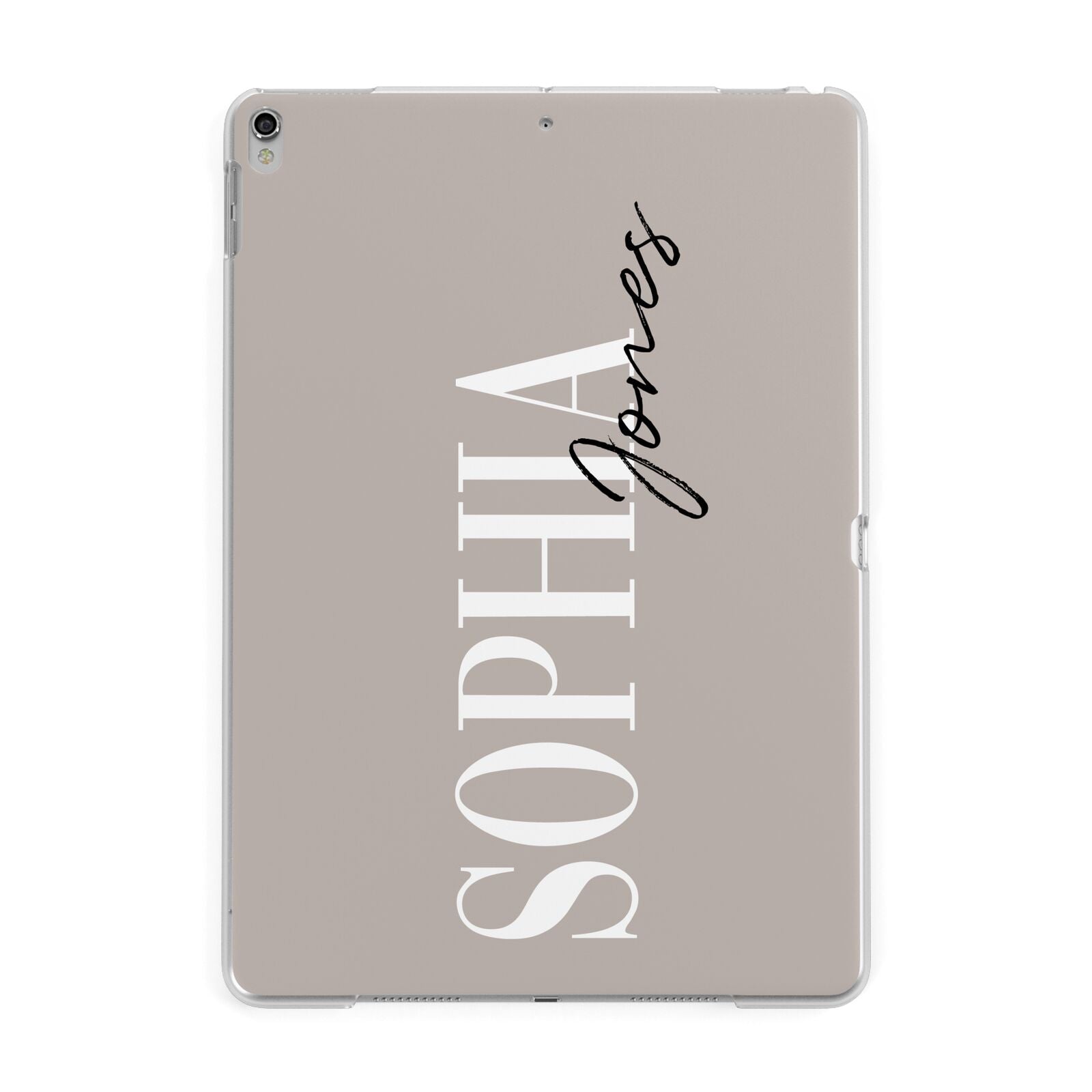 Stone Colour with Personalised Name Apple iPad Silver Case