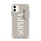 Stone Colour with Personalised Name Apple iPhone 11 in White with White Impact Case