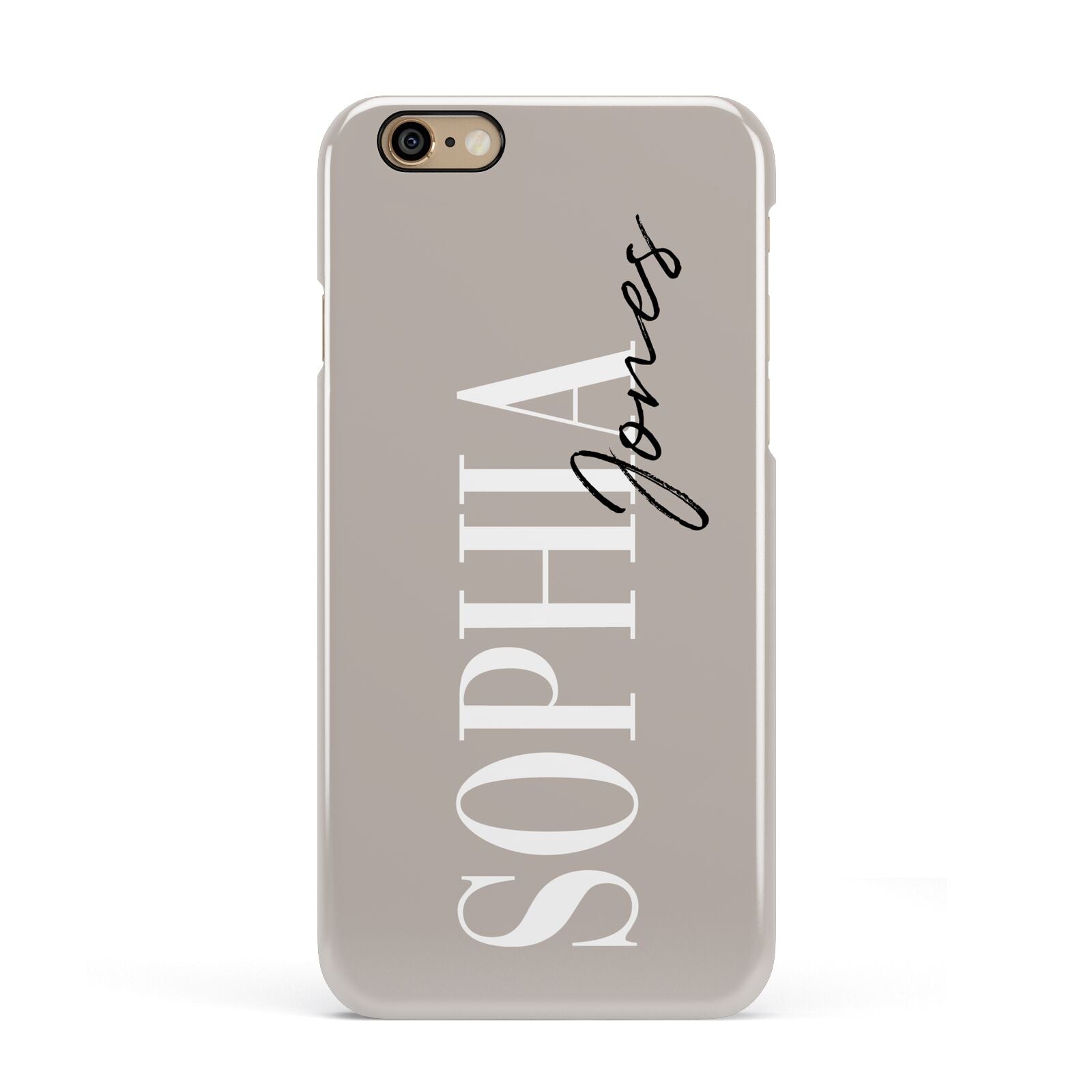 Stone Colour with Personalised Name Apple iPhone 6 3D Snap Case