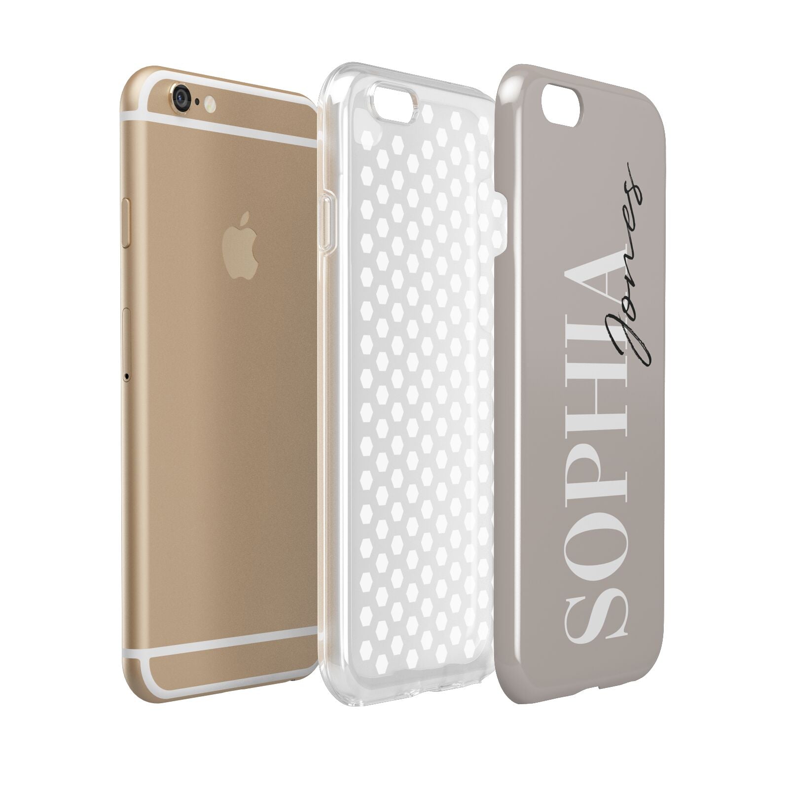 Stone Colour with Personalised Name Apple iPhone 6 3D Tough Case Expanded view