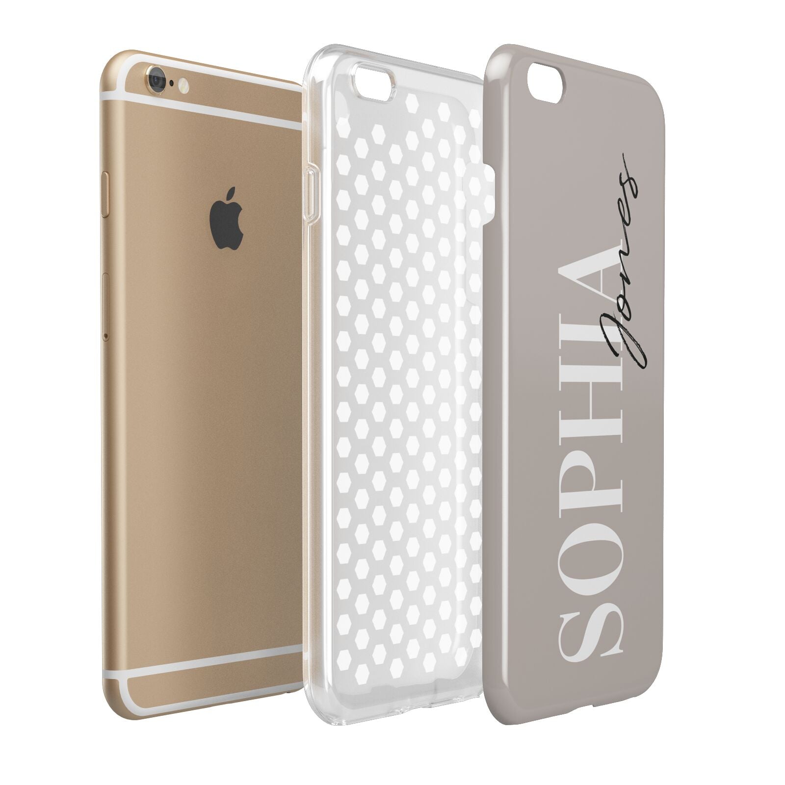 Stone Colour with Personalised Name Apple iPhone 6 Plus 3D Tough Case Expand Detail Image