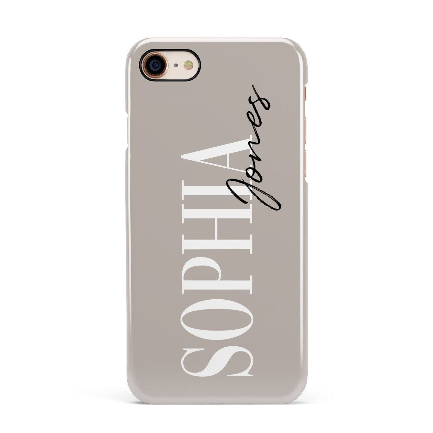 Stone Colour with Personalised Name Apple iPhone 7 8 3D Snap Case