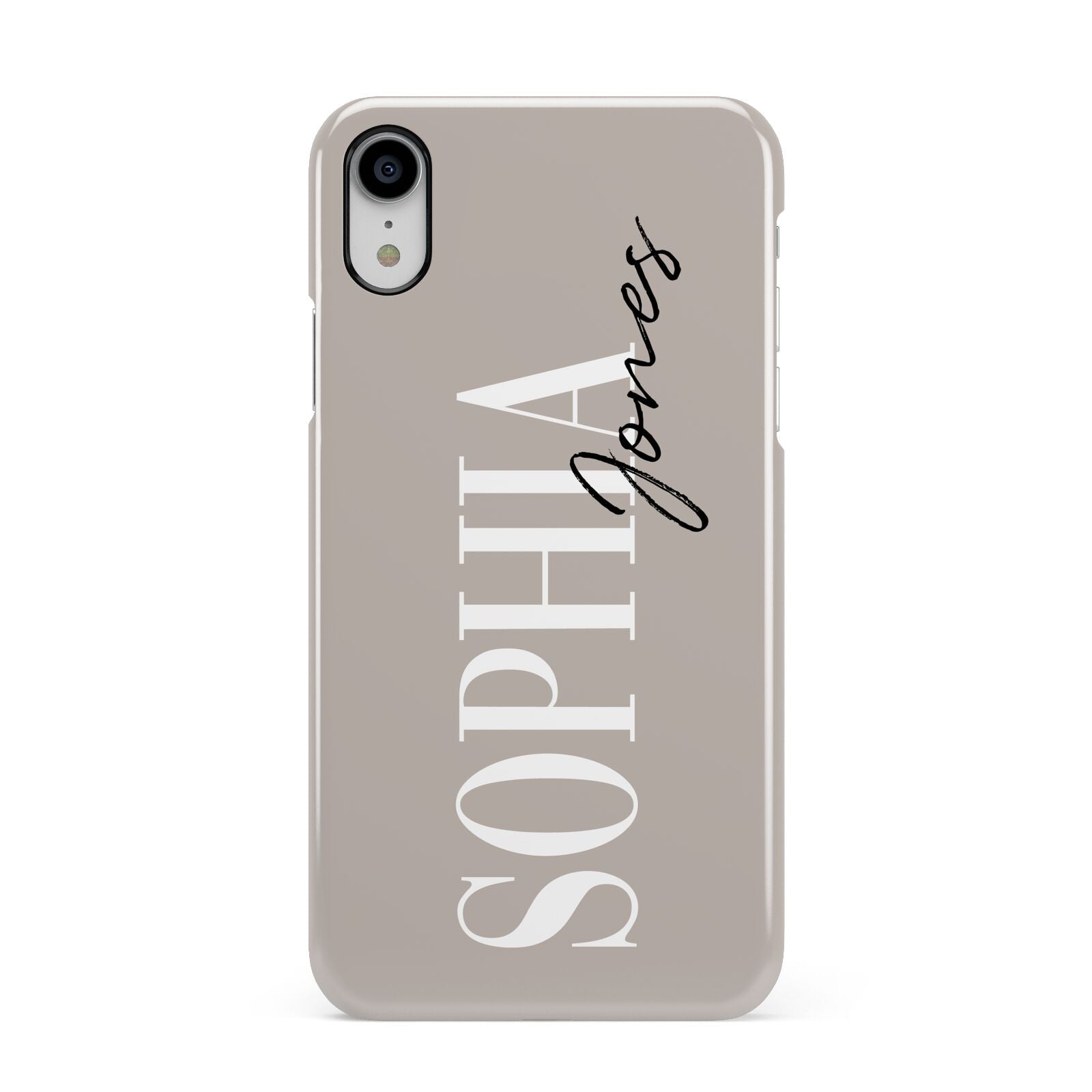 Stone Colour with Personalised Name Apple iPhone XR White 3D Snap Case