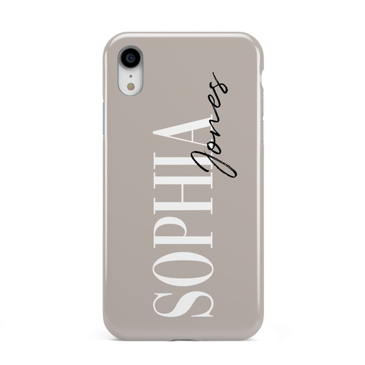 Stone Colour with Personalised Name Apple iPhone XR White 3D Tough Case