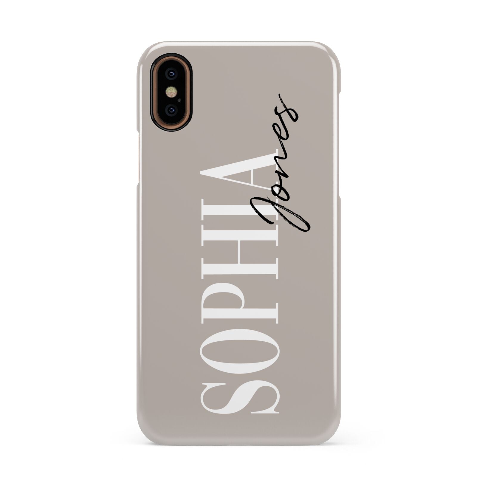 Stone Colour with Personalised Name Apple iPhone XS 3D Snap Case