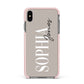 Stone Colour with Personalised Name Apple iPhone Xs Max Impact Case Pink Edge on Black Phone