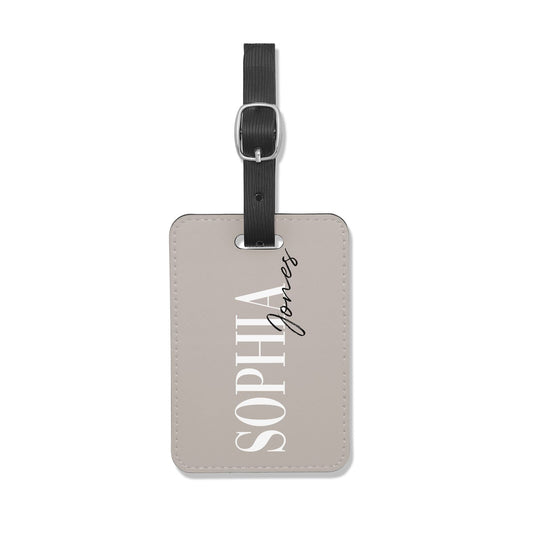 Stone Colour with Personalised Name Luggage Tag