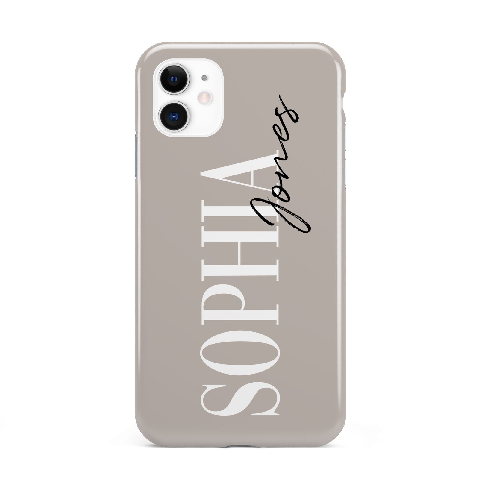 Stone Colour with Personalised Name iPhone 11 3D Tough Case