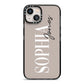 Stone Colour with Personalised Name iPhone 13 Black Impact Case on Silver phone