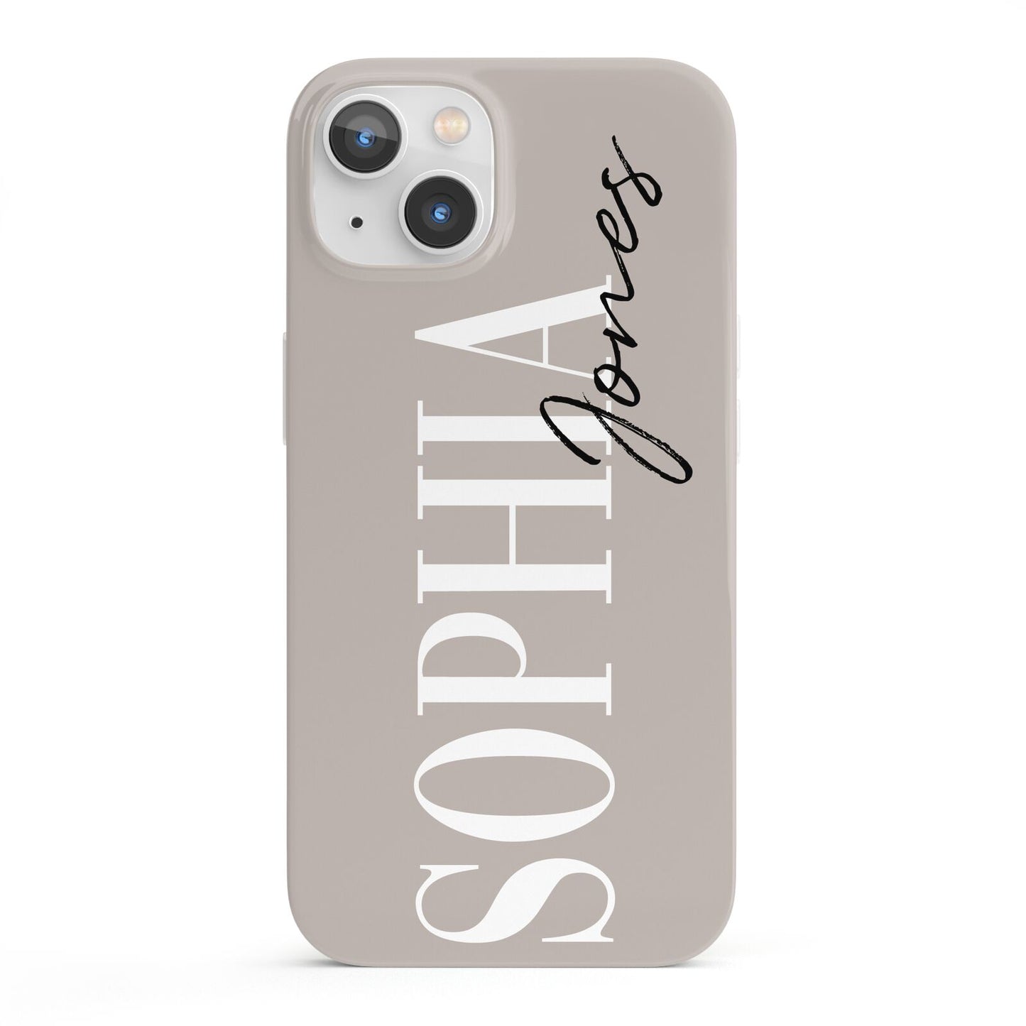 Stone Colour with Personalised Name iPhone 13 Full Wrap 3D Snap Case