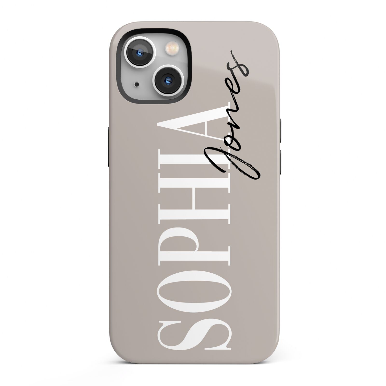 Stone Colour with Personalised Name iPhone 13 Full Wrap 3D Tough Case