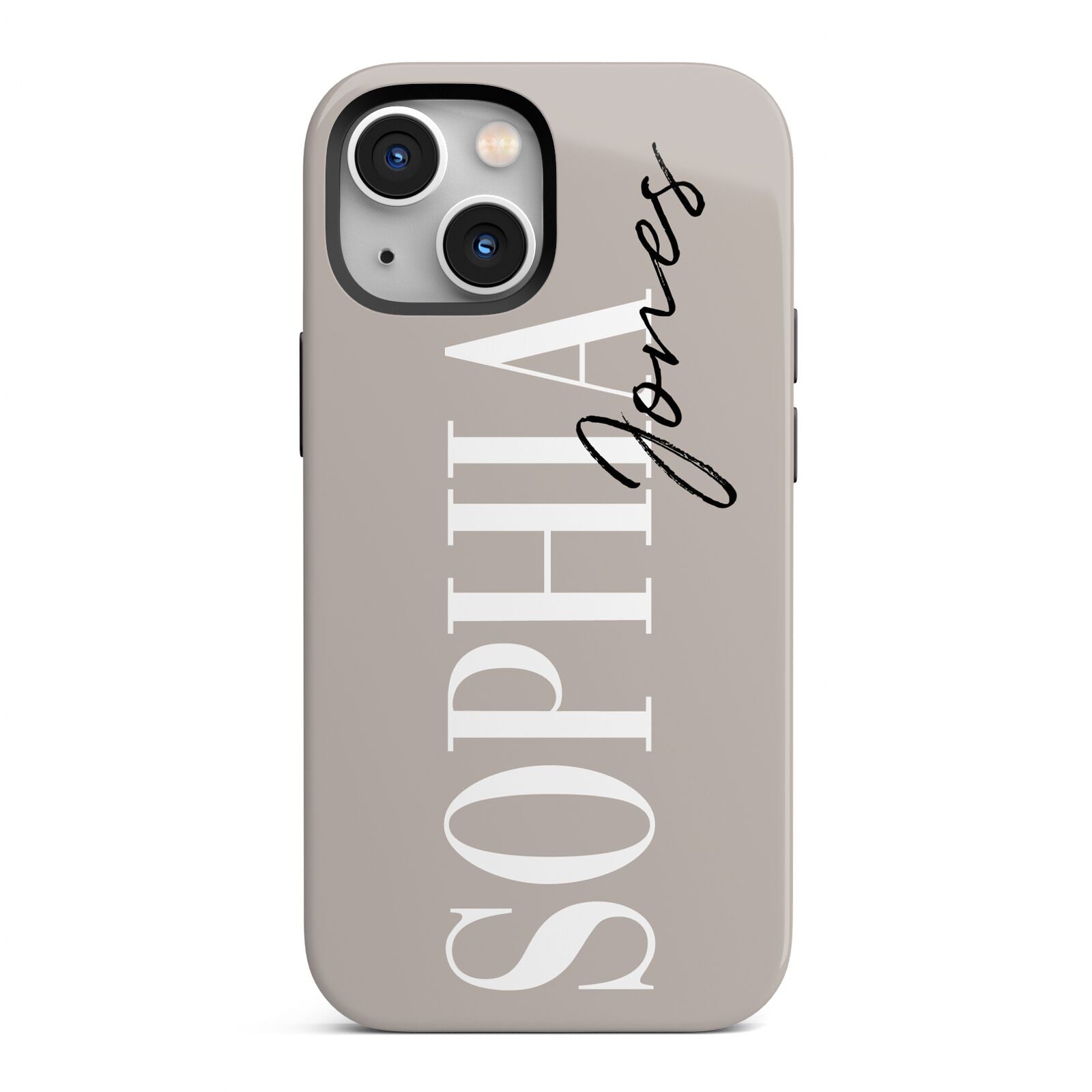 Stone Colour with Personalised Name iPhone 13 Mini Full Wrap 3D Tough Case