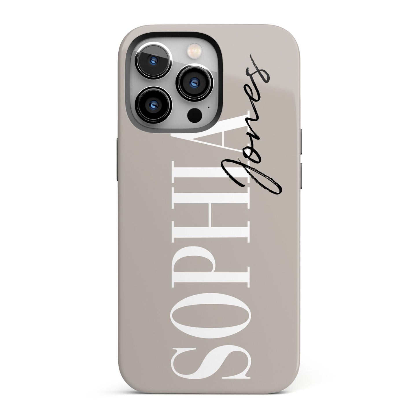 Stone Colour with Personalised Name iPhone 13 Pro Full Wrap 3D Tough Case