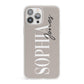 Stone Colour with Personalised Name iPhone 13 Pro Max Clear Bumper Case