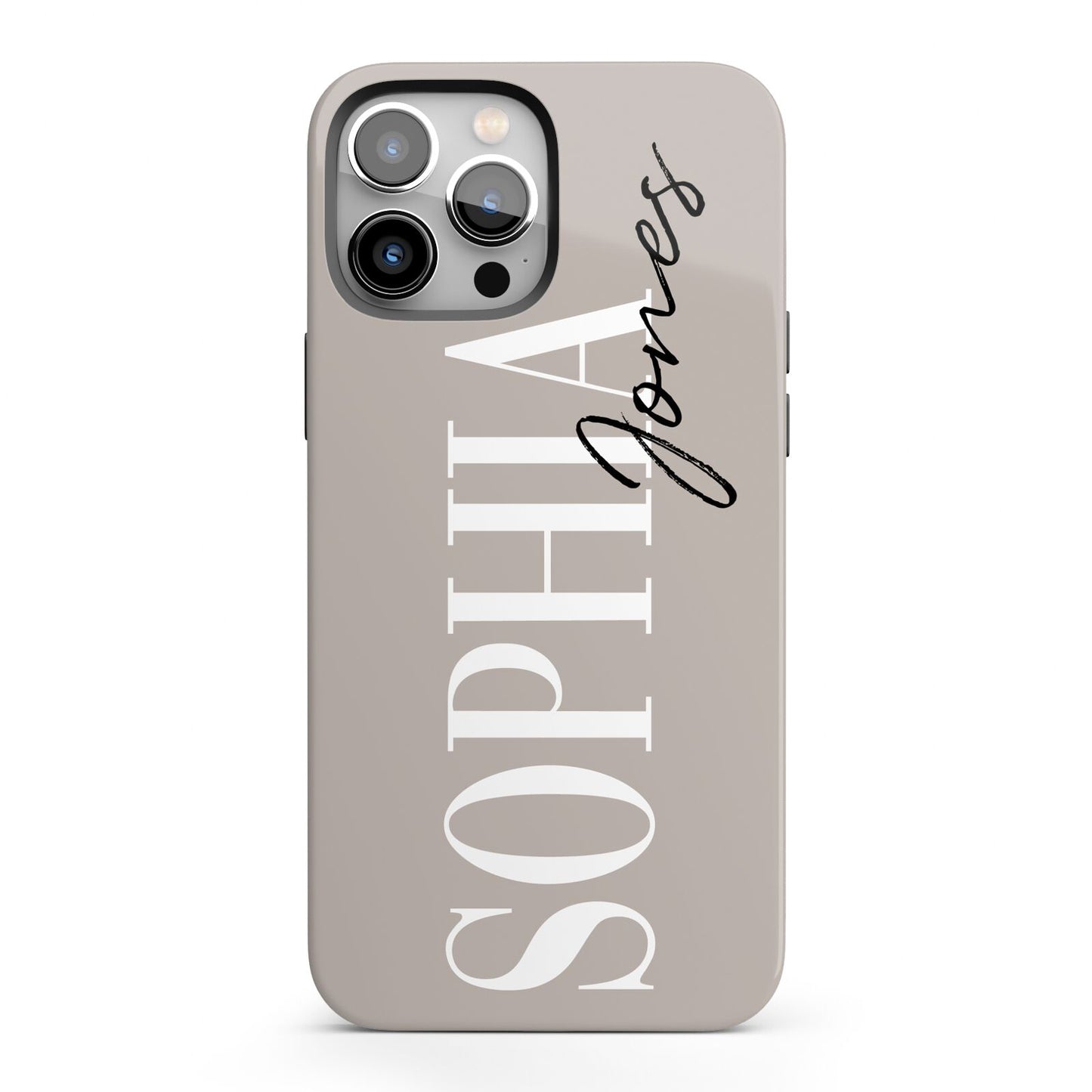 Stone Colour with Personalised Name iPhone 13 Pro Max Full Wrap 3D Tough Case