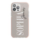 Stone Colour with Personalised Name iPhone 13 Pro Max TPU Impact Case with Pink Edges