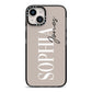 Stone Colour with Personalised Name iPhone 14 Black Impact Case on Silver phone