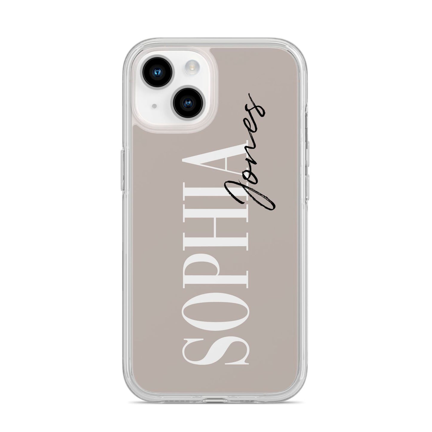 Stone Colour with Personalised Name iPhone 14 Clear Tough Case Starlight