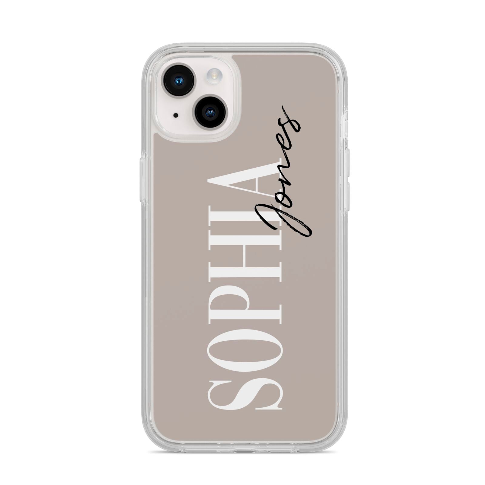 Stone Colour with Personalised Name iPhone 14 Plus Clear Tough Case Starlight