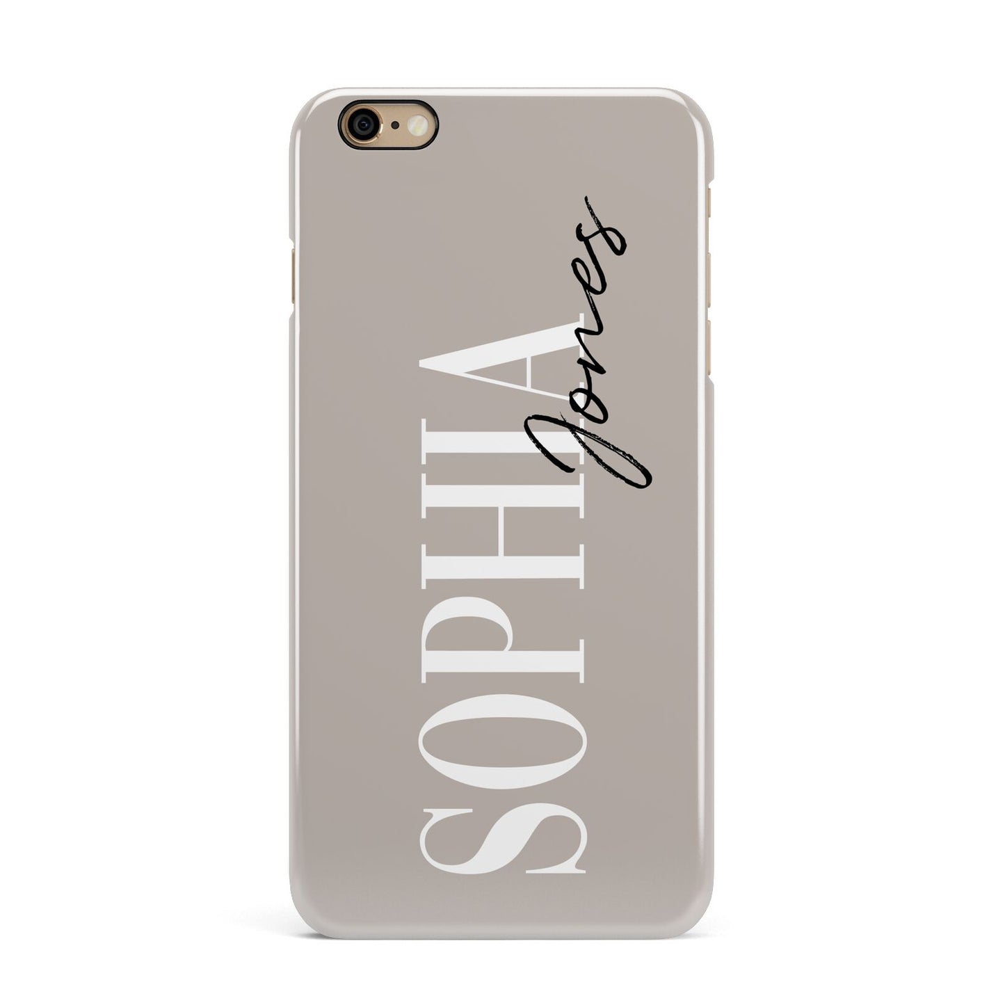 Stone Colour with Personalised Name iPhone 6 Plus 3D Snap Case on Gold Phone