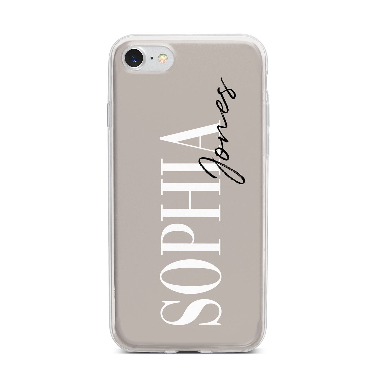 Stone Colour with Personalised Name iPhone 7 Bumper Case on Silver iPhone