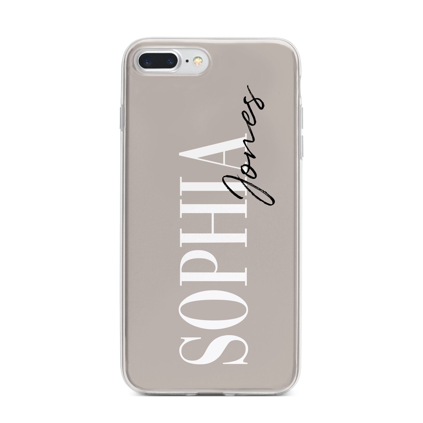 Stone Colour with Personalised Name iPhone 7 Plus Bumper Case on Silver iPhone