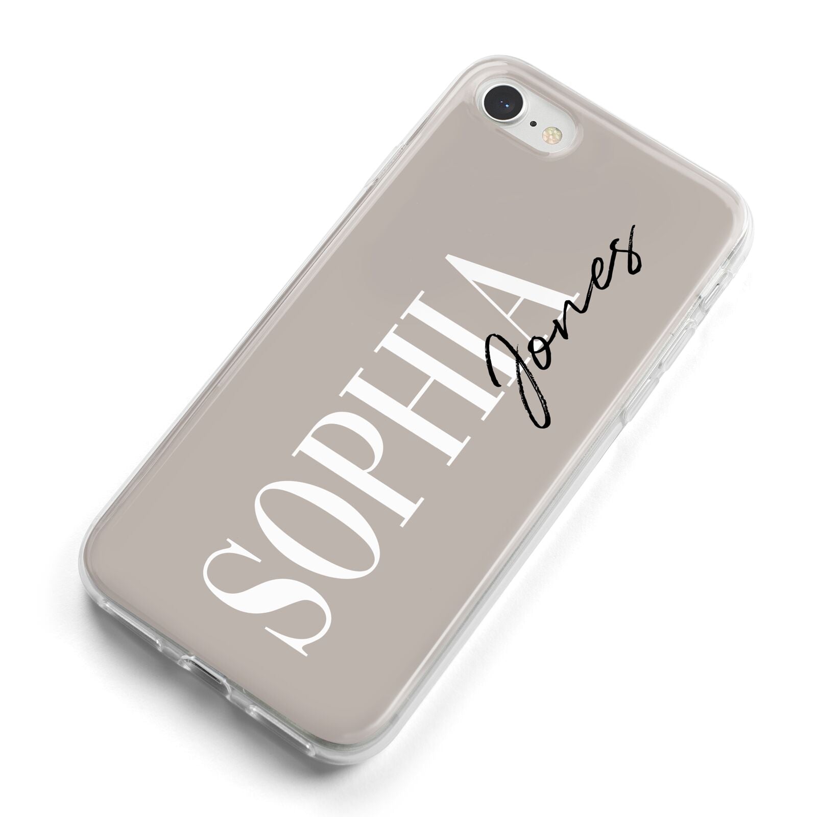 Stone Colour with Personalised Name iPhone 8 Bumper Case on Silver iPhone Alternative Image
