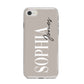Stone Colour with Personalised Name iPhone 8 Bumper Case on Silver iPhone