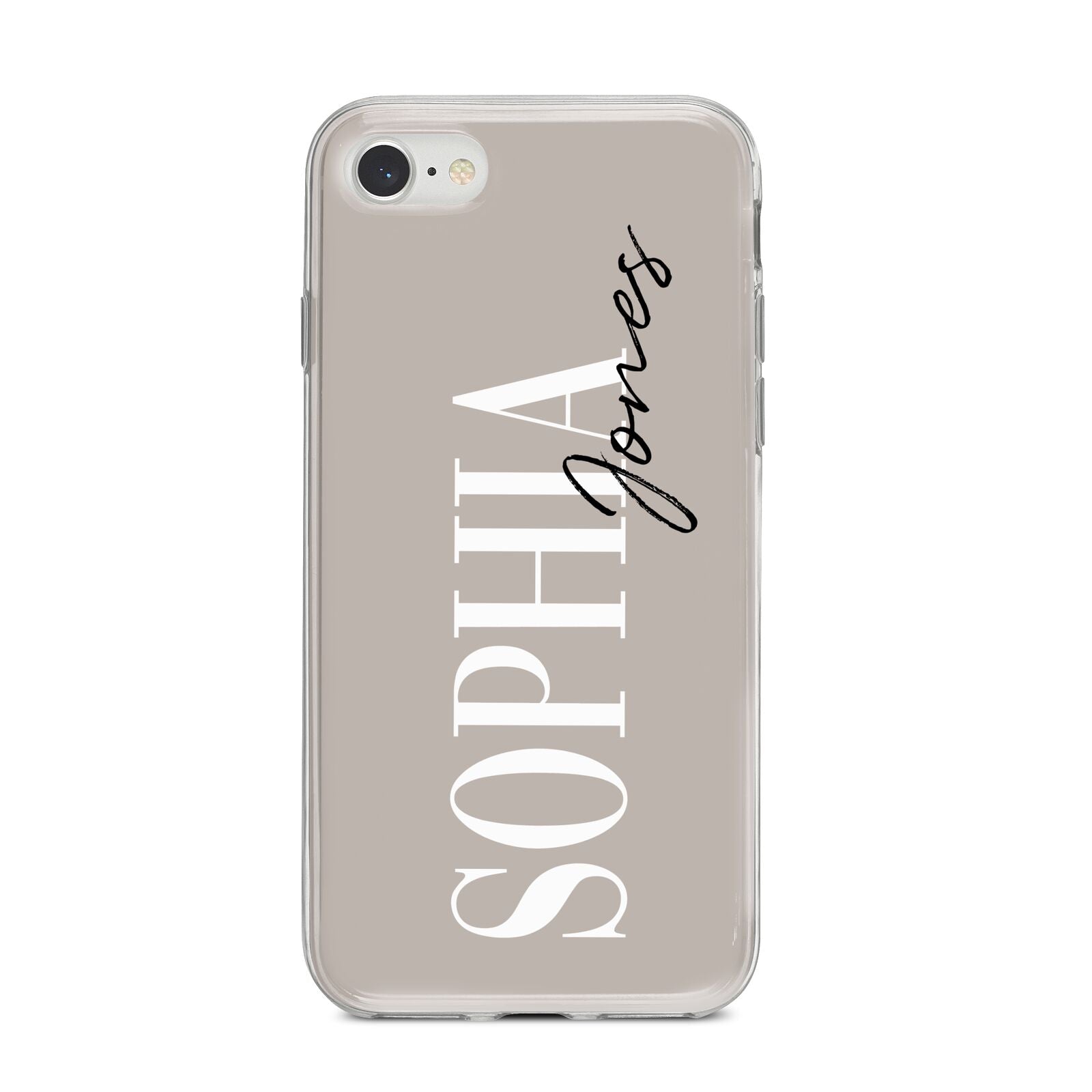 Stone Colour with Personalised Name iPhone 8 Bumper Case on Silver iPhone